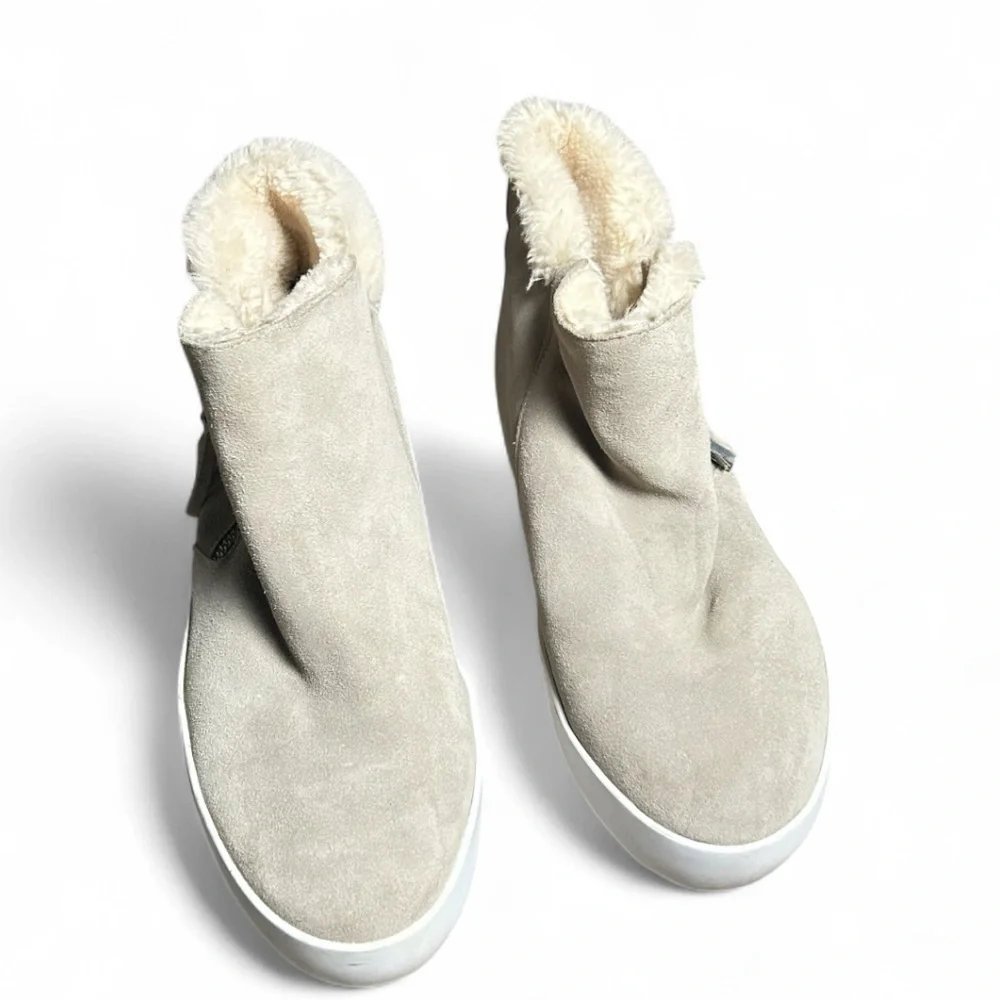 Rebecca Minkoff Shelly Sneaker Boot In Taupe Suede Shearling Lining Size 8.5M